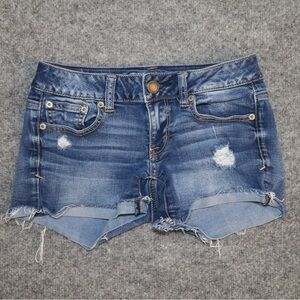 American Eagle Outfitters Distressed Blue Jean Shorts super stretchy